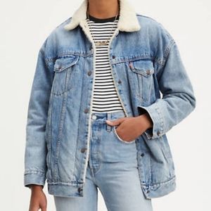 Levis Baggy Sherpa Denim Jacket Women Sz M